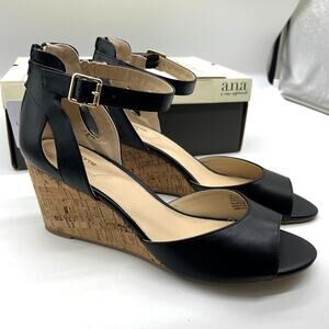 Liz Claiborne Womens Octavia Wedge Sandals Black Size 11M